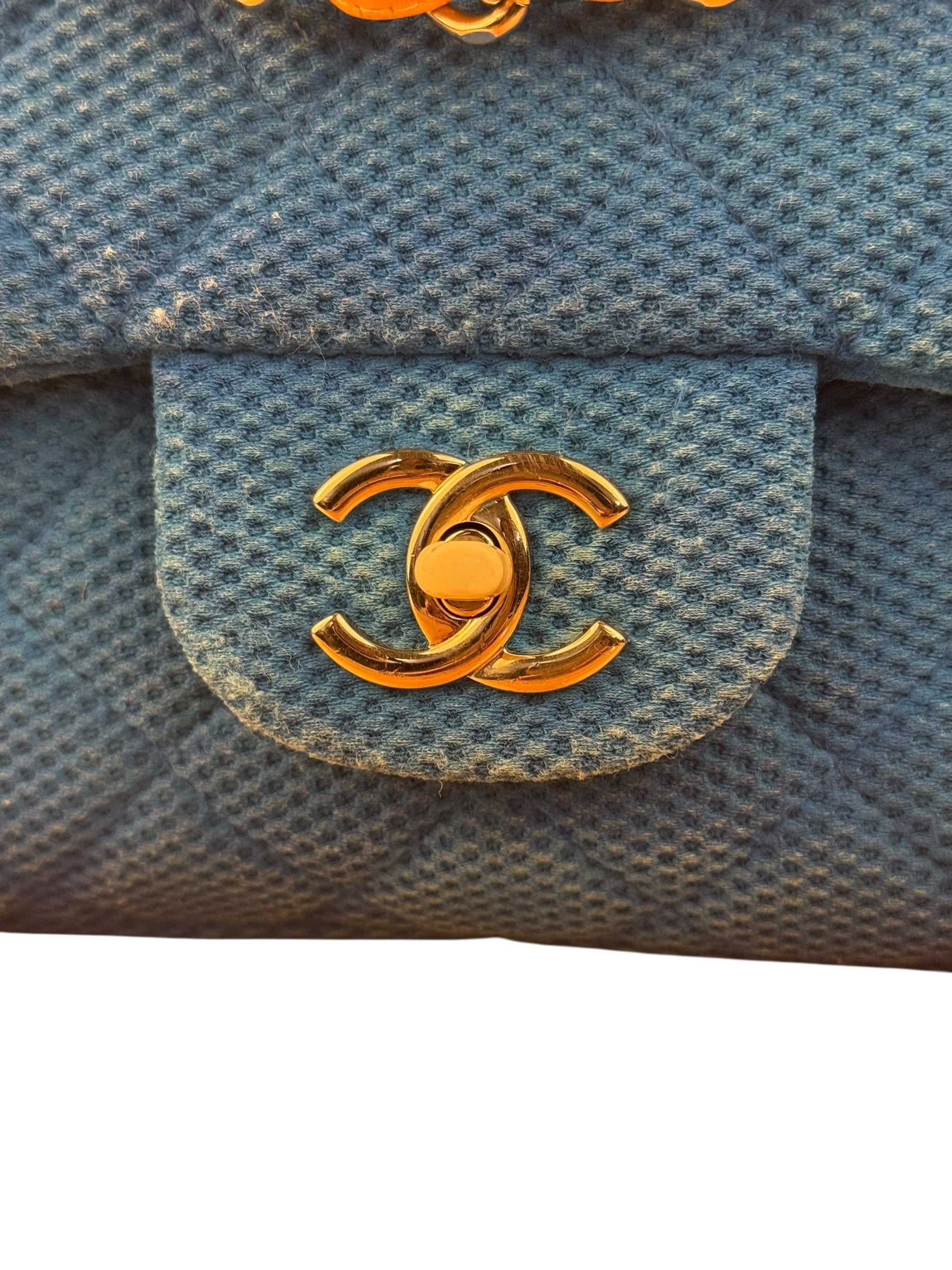 Chanel Medium Quilted Perforated Jersey Single Flap 2009