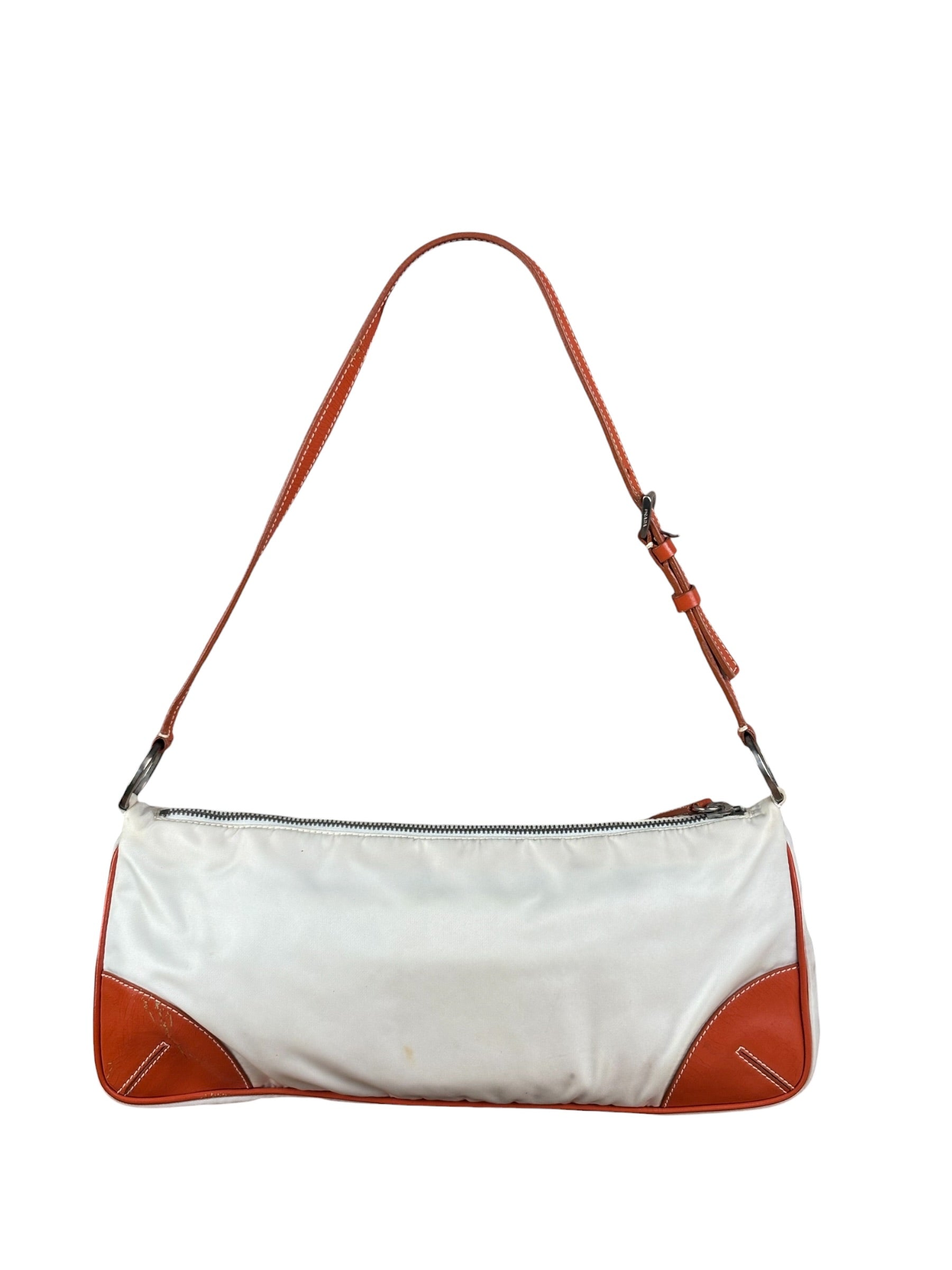 Prada Vintage Re-Edition Orange/White Tessuto Nylon Shoulder Bag