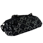Chanel Black CC Jacquard Chain Silver Metallic Bowler Handbag 2005