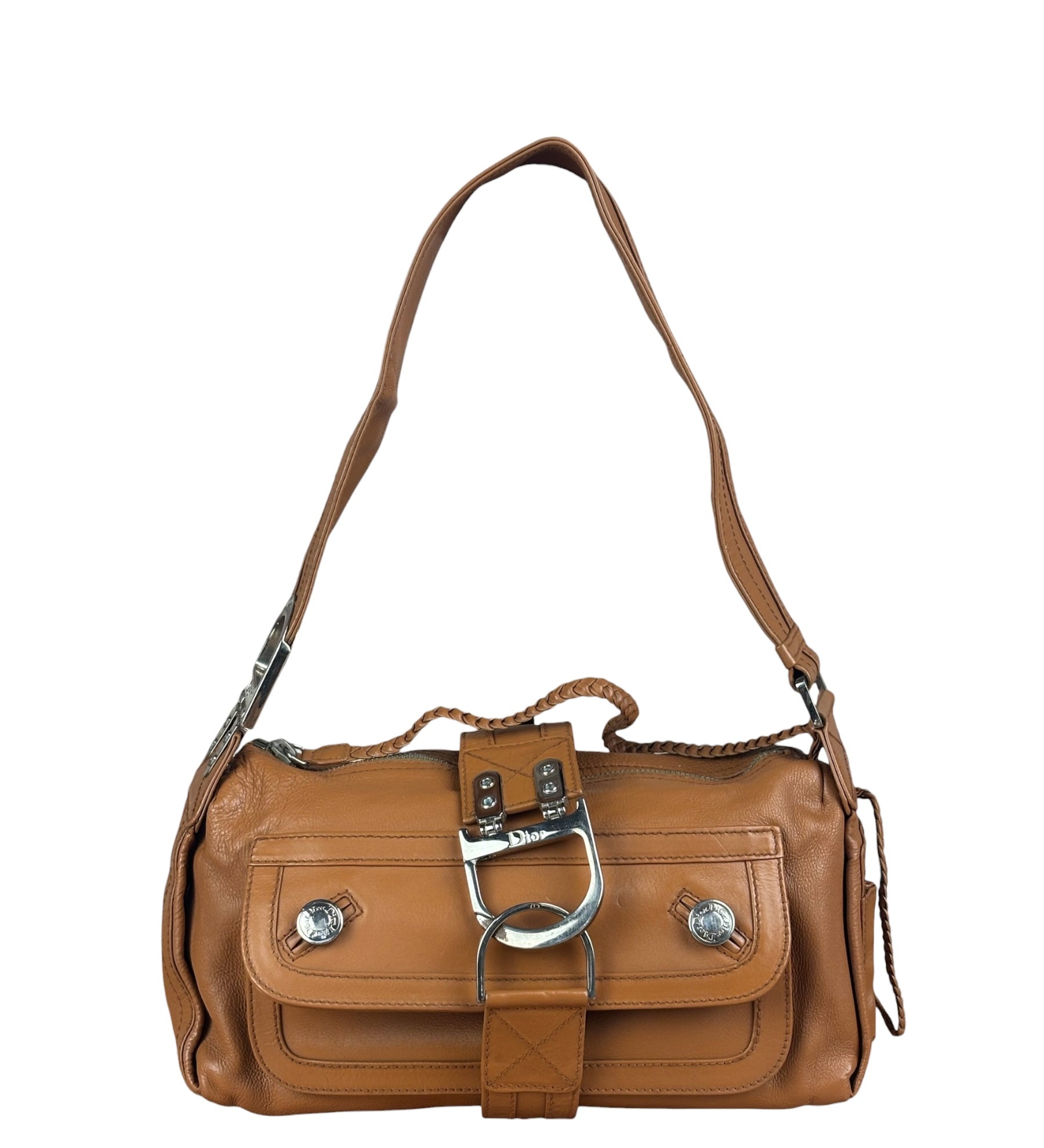 Christian Dior Vintage Tan Brown Leather Flight Medium