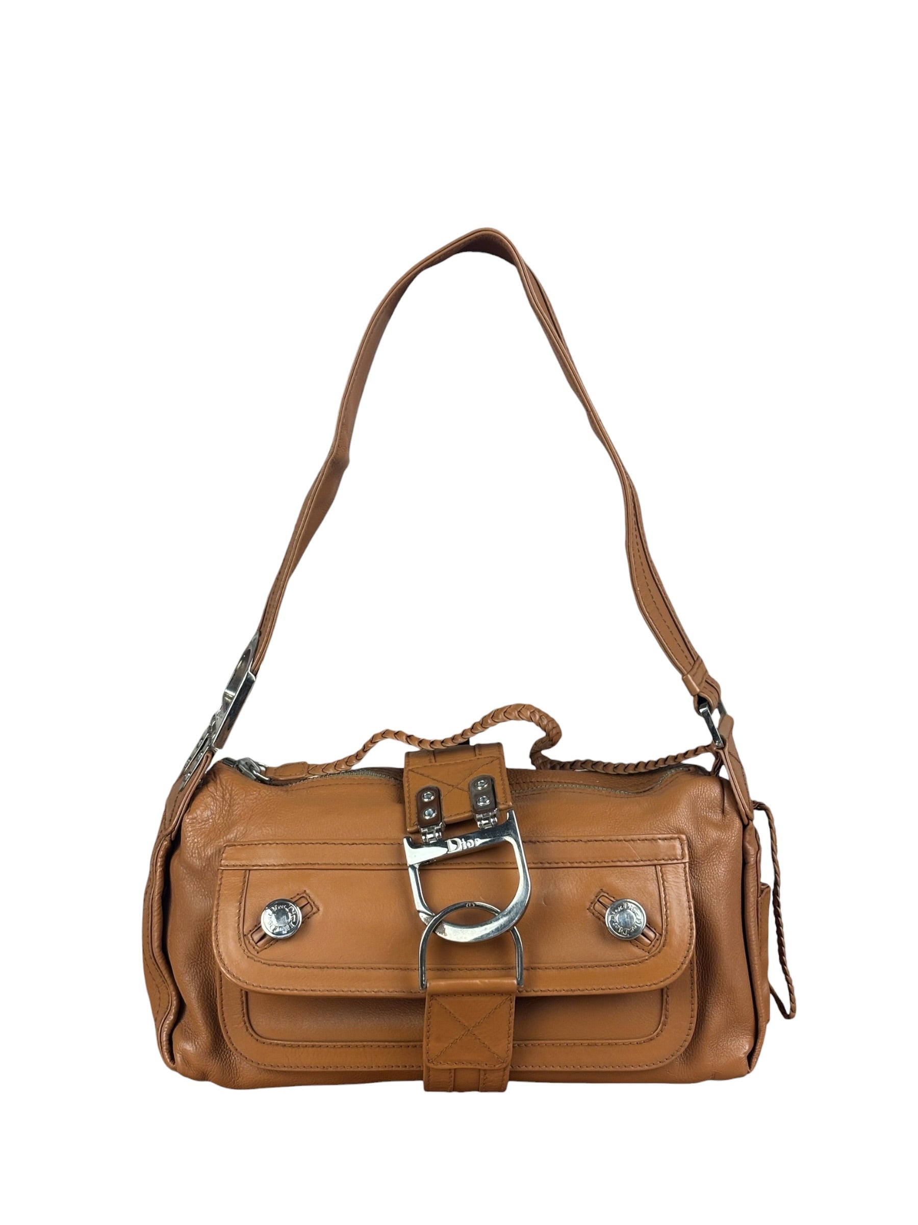 Christian Dior Vintage Tan Brown Leather Flight Medium