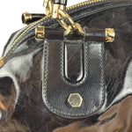 Gucci Black Patent Vintage Dialux Pop Bamboo 2Way Handbag
