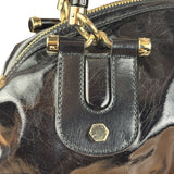 Gucci Black Patent Vintage Dialux Pop Bamboo 2Way Handbag
