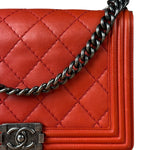 Chanel Quilted Stitch Red Leather Boy Bag 2014