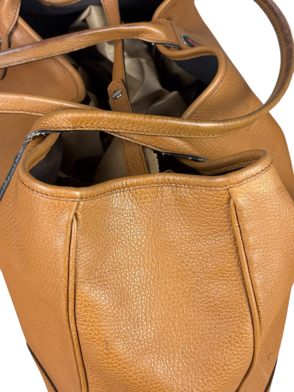 Gucci Brown Leather Sherry Line  Large Tote Bag