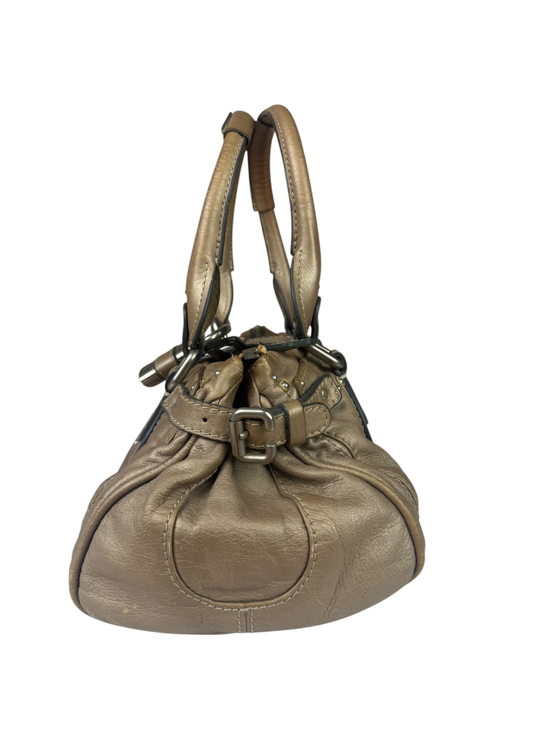 Chloe Bronze Leather Paddington Shoulder Bag