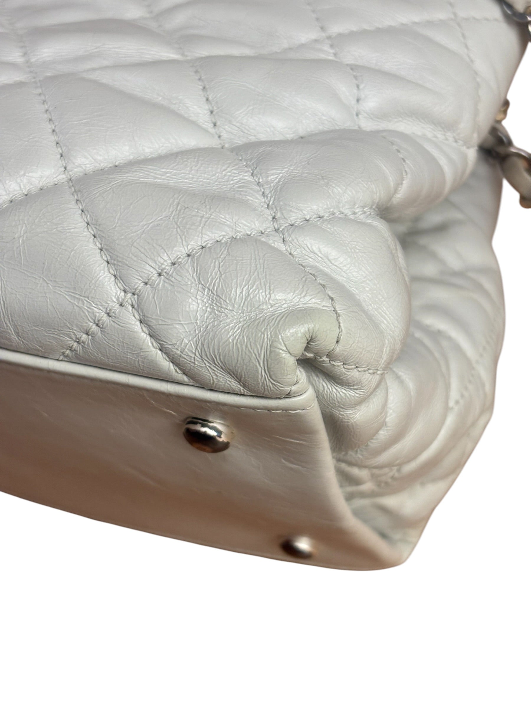 Chanel Vintage White Quilted Leather Chain Me Tote 2010