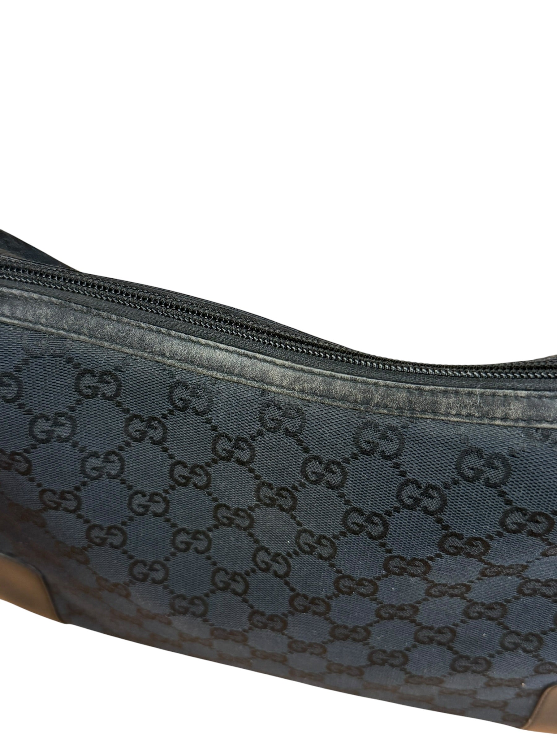 Gucci Vintage Black GG Canvas Shoulder Bag