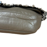 Chanel Taupe Leather Funny Tweed Fringe Flap Bag 2010