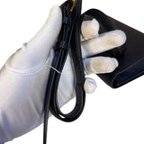Yves Saint Laurent Black Pebbled Leather Wallet On Chain