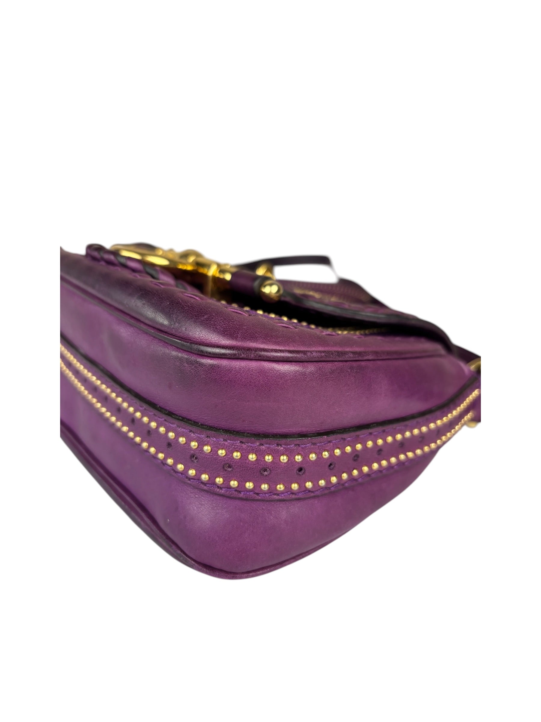 Gucci Vintage Purple Leather Small Snaffle Bit Shoulder Bag