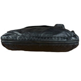 Bottega Veneta Black Intrecciato Leather Flap Messenger Bag