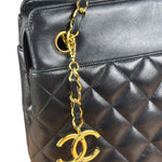 Chanel Vintage Black Quilted Leather Chain Tote/Shoulder Bag 1999