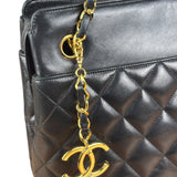 Chanel Vintage Black Quilted Leather Chain Tote/Shoulder Bag 1999