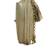 Chanel Tan Brown Quilted Leather Flap Chain Camera Bag