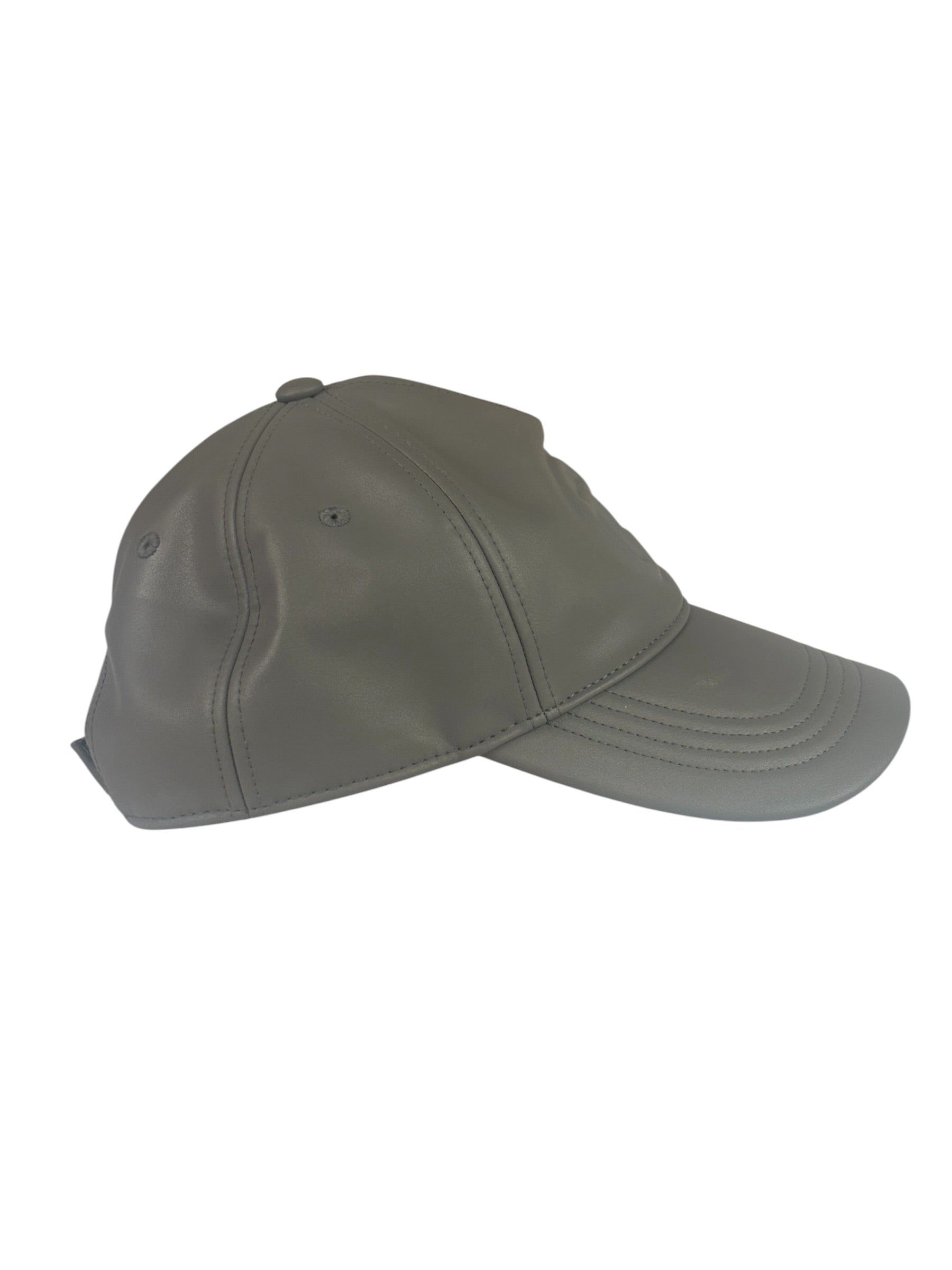 Telfar Grey Leather Logo Embossed Hat