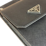 Prada Black Leather Saffiano Phone Holder