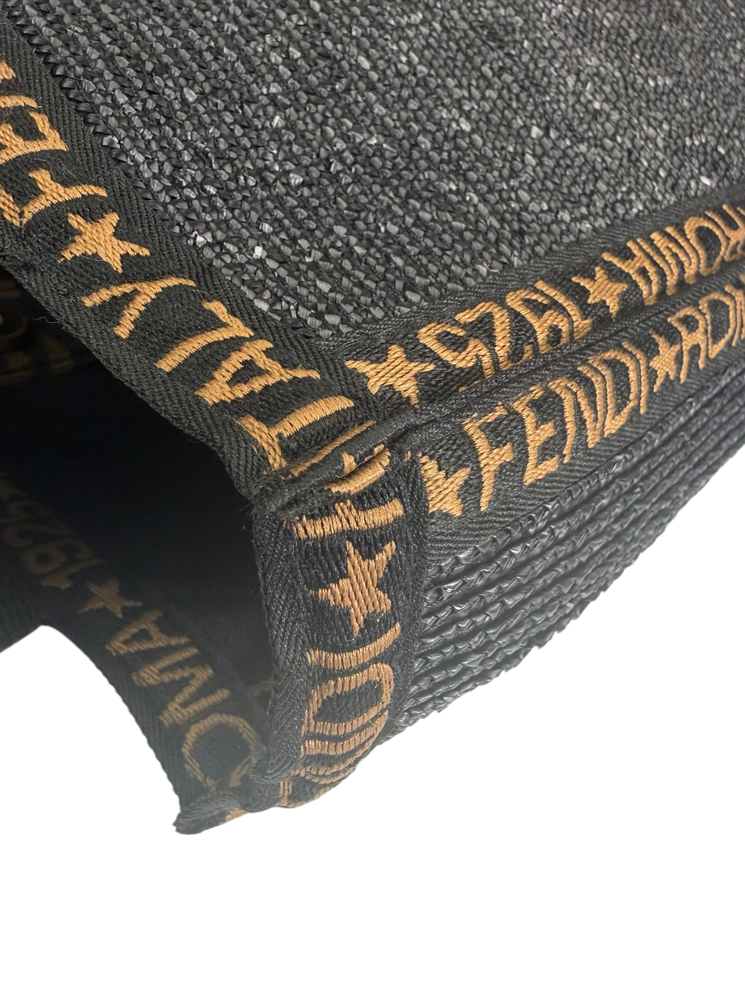 Fendi Black Straw Roma 1925 Tote