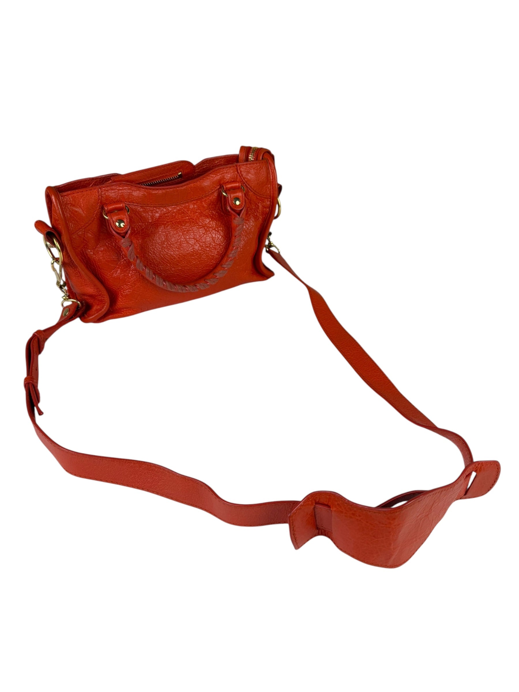 Balenciaga Red Leather Mini City Bag