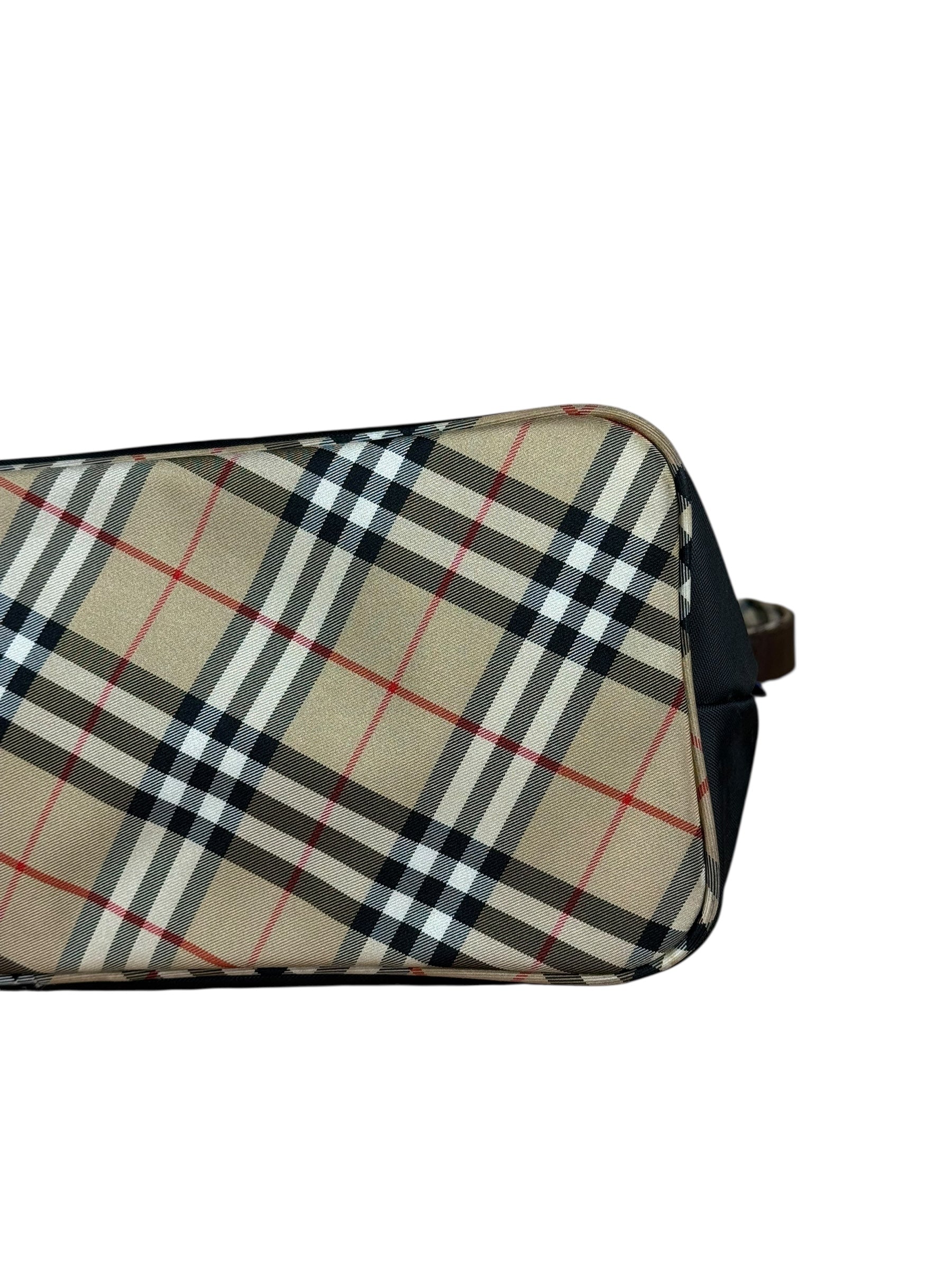 Burberry Nylon Check-Trimmed Shoulder Bag