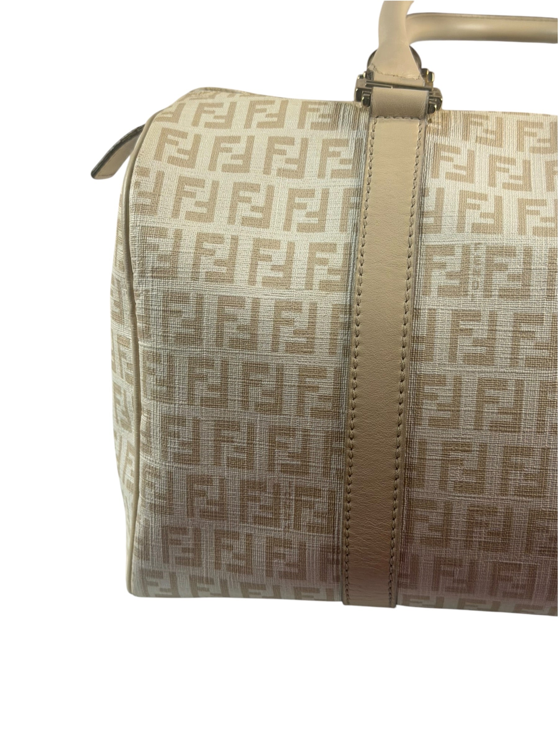 Fendi Vintage Beige Zucca Mini Boston Bag