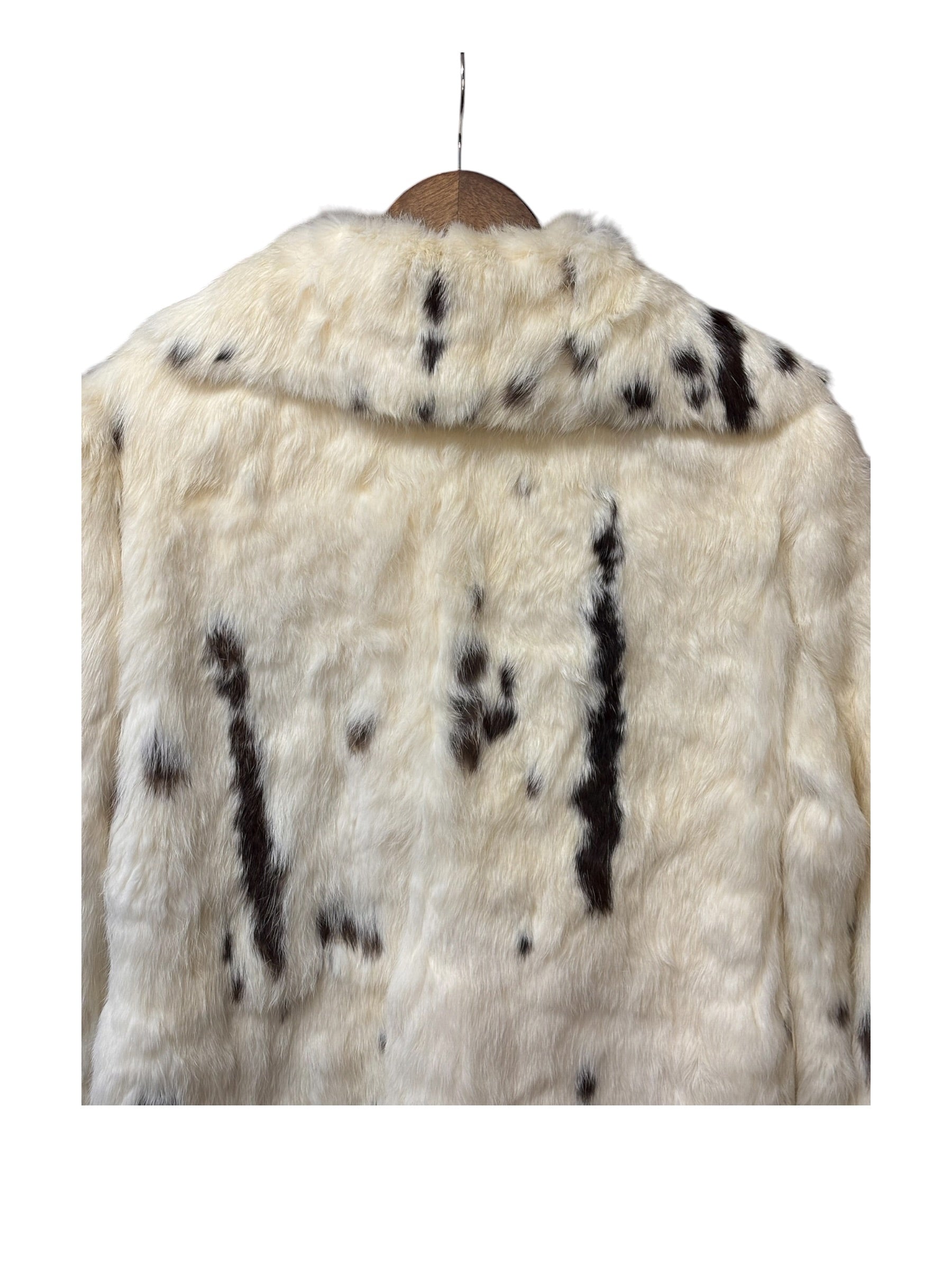 Vintage White/Brown Rabbit Fur Coat