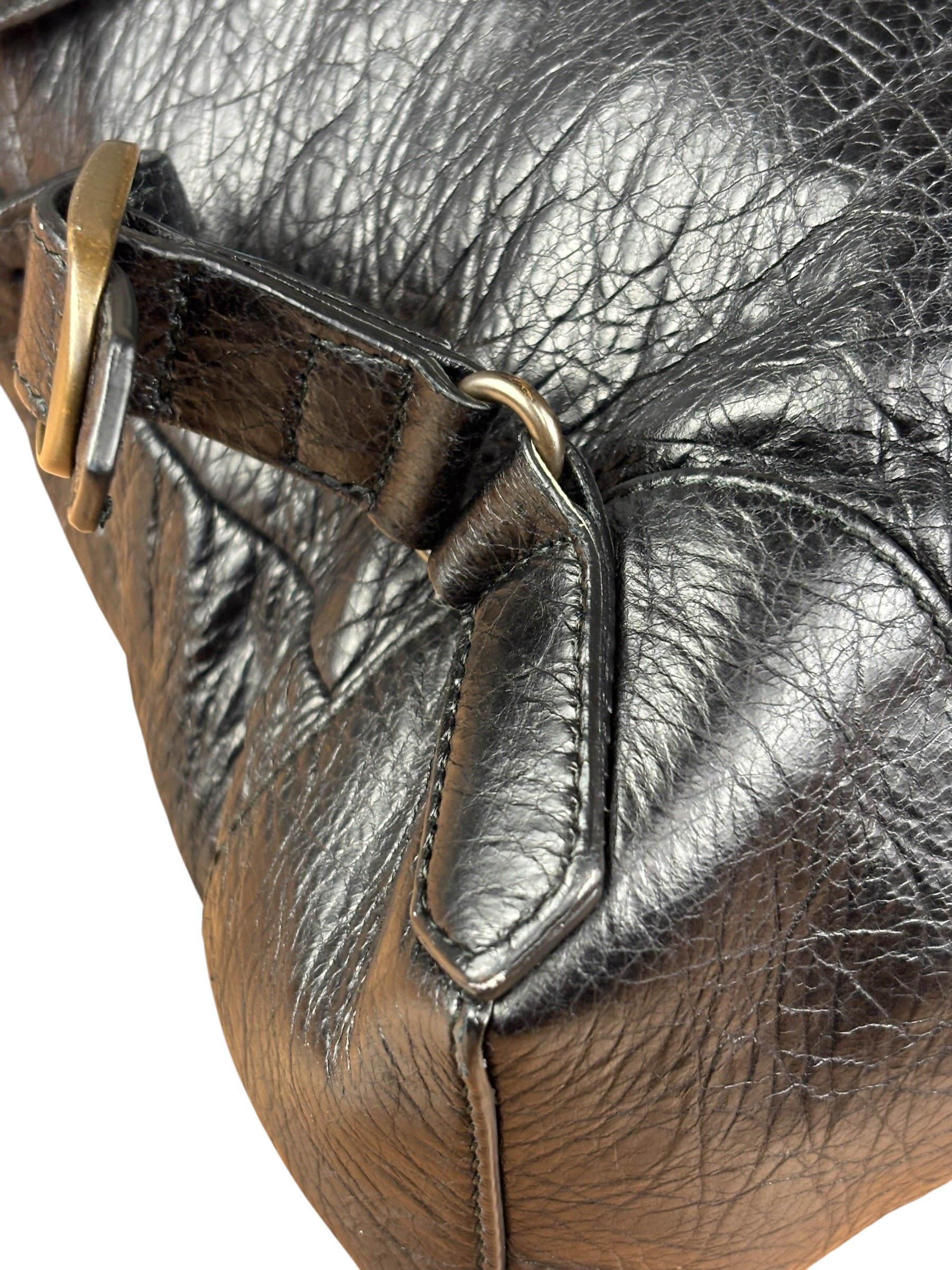Balenciga Black Leather Classic Traveler Backpack