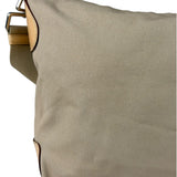 Prada Beige Cloth/Patent Leather Trim Shoulder Bag