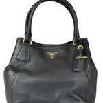 Prada Black Leather Vitello Daino 2Way Handbag