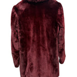 Fellini Burgundy Synthetic Faux Fur Coat