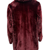 Fellini Burgundy Synthetic Faux Fur Coat