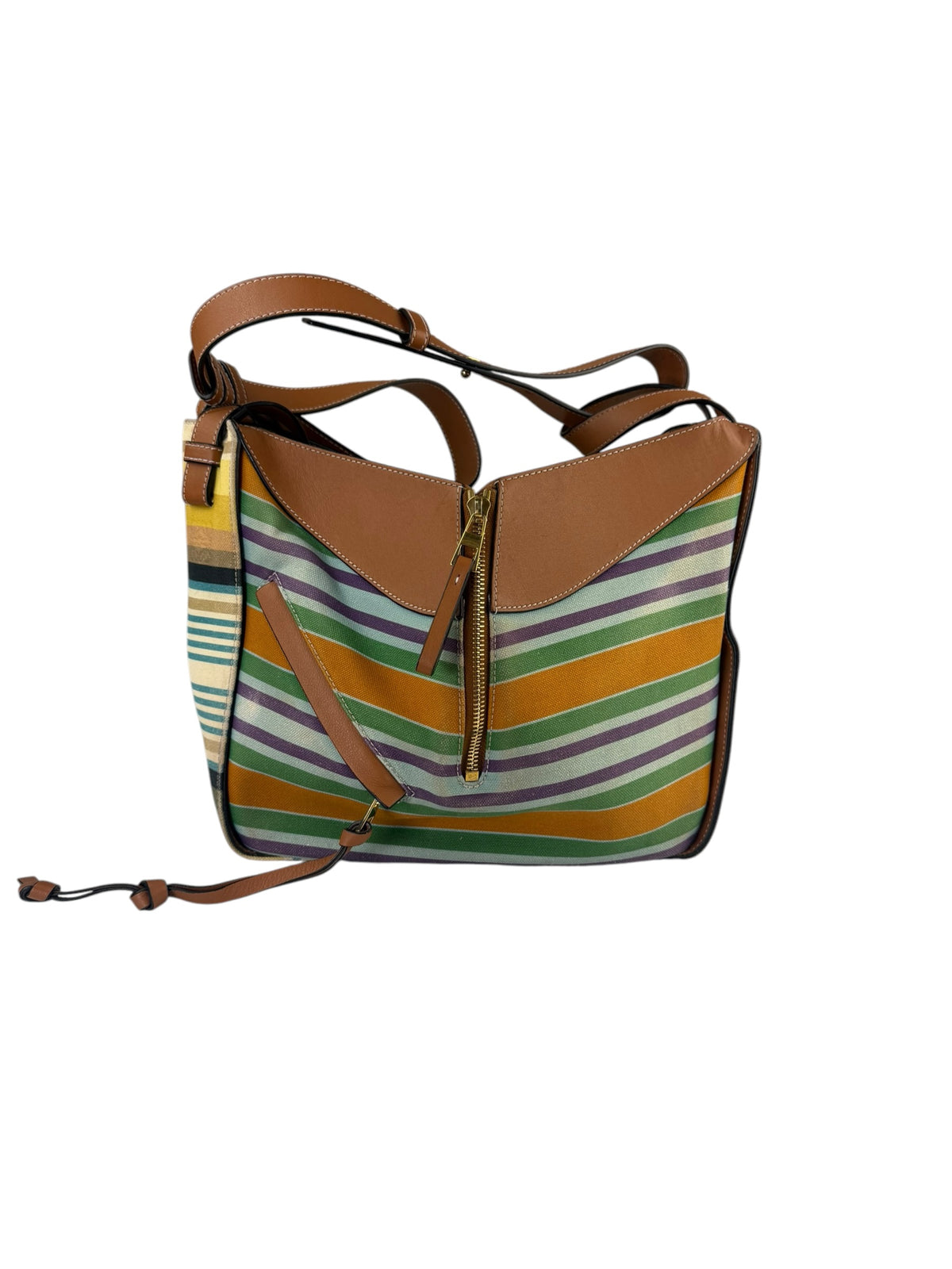 Loewe Colorblock Leather Trim Stripes Small Hammock Crossbody Bag