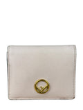 Fendi Light Pink Leather F Logo Snap Wallet