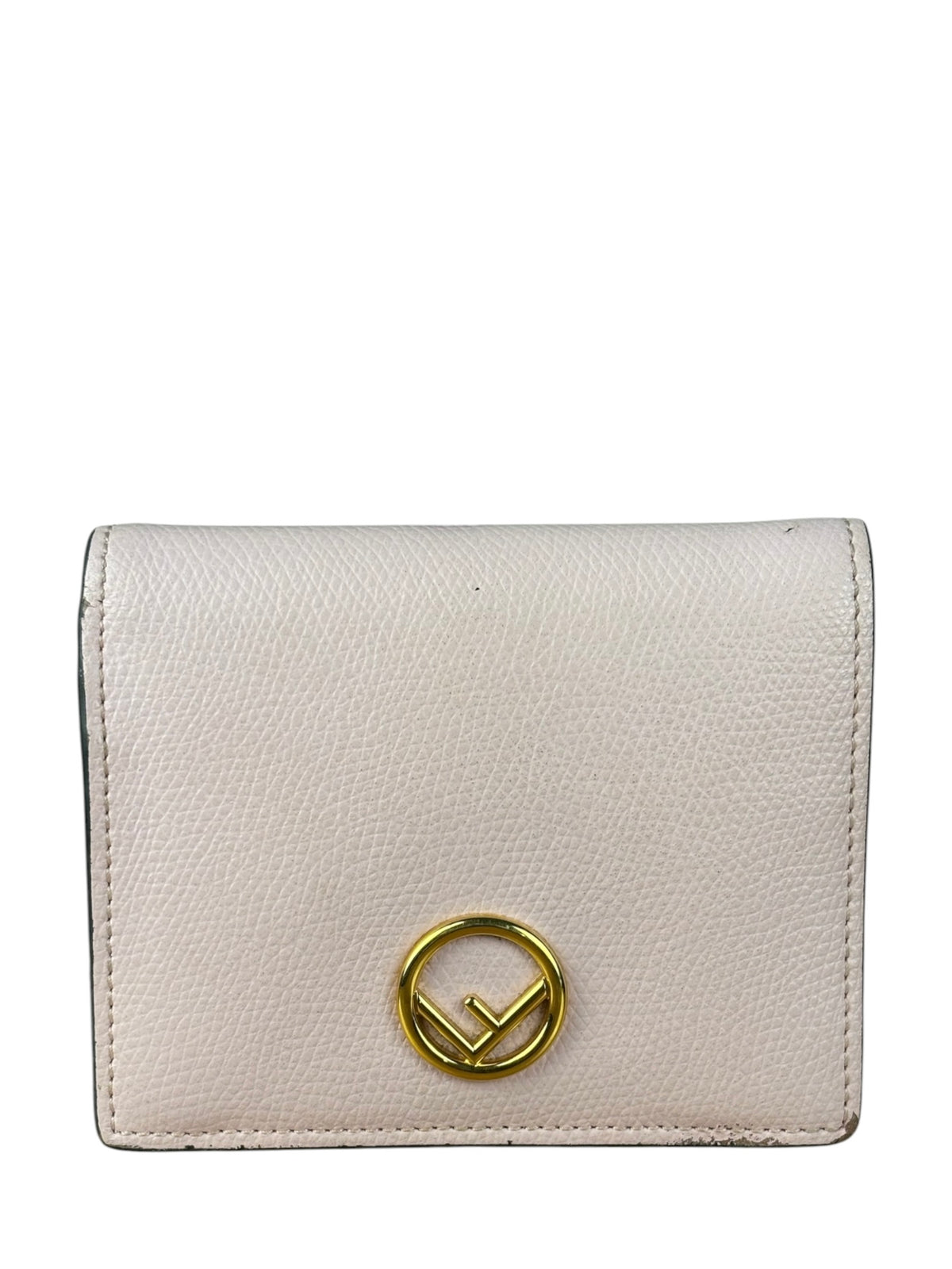 Fendi Light Pink Leather F Logo Snap Wallet
