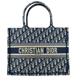 Christian Dior Navy Ecru Oblique Small Book Tote