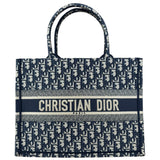 Christian Dior Navy Ecru Oblique Small Book Tote