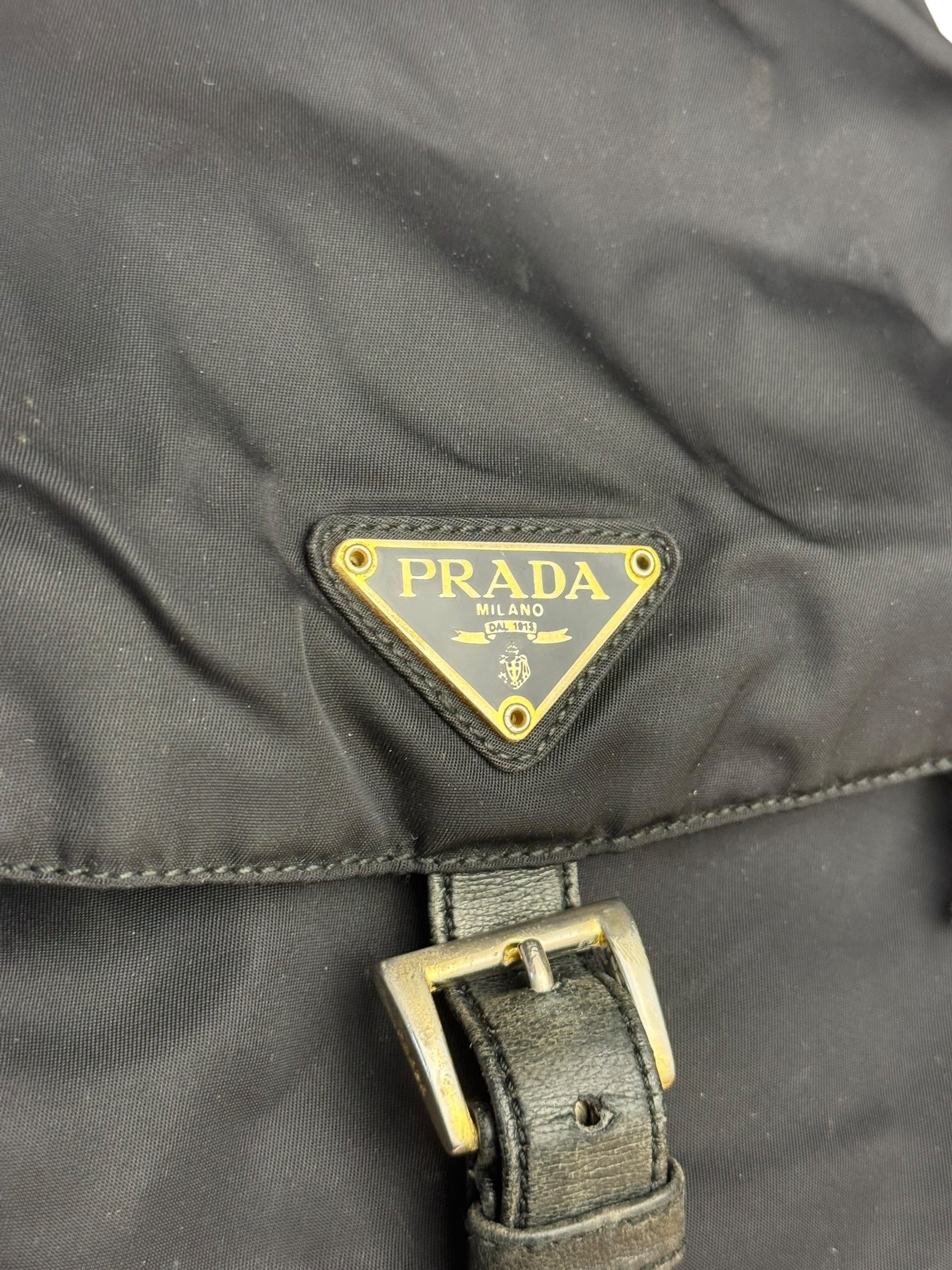 Prada Vintage Black Nylon Drawstring Backpack