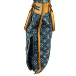 Louis Vuitton Denim Leather Trim Monogram Flat Tote Bag