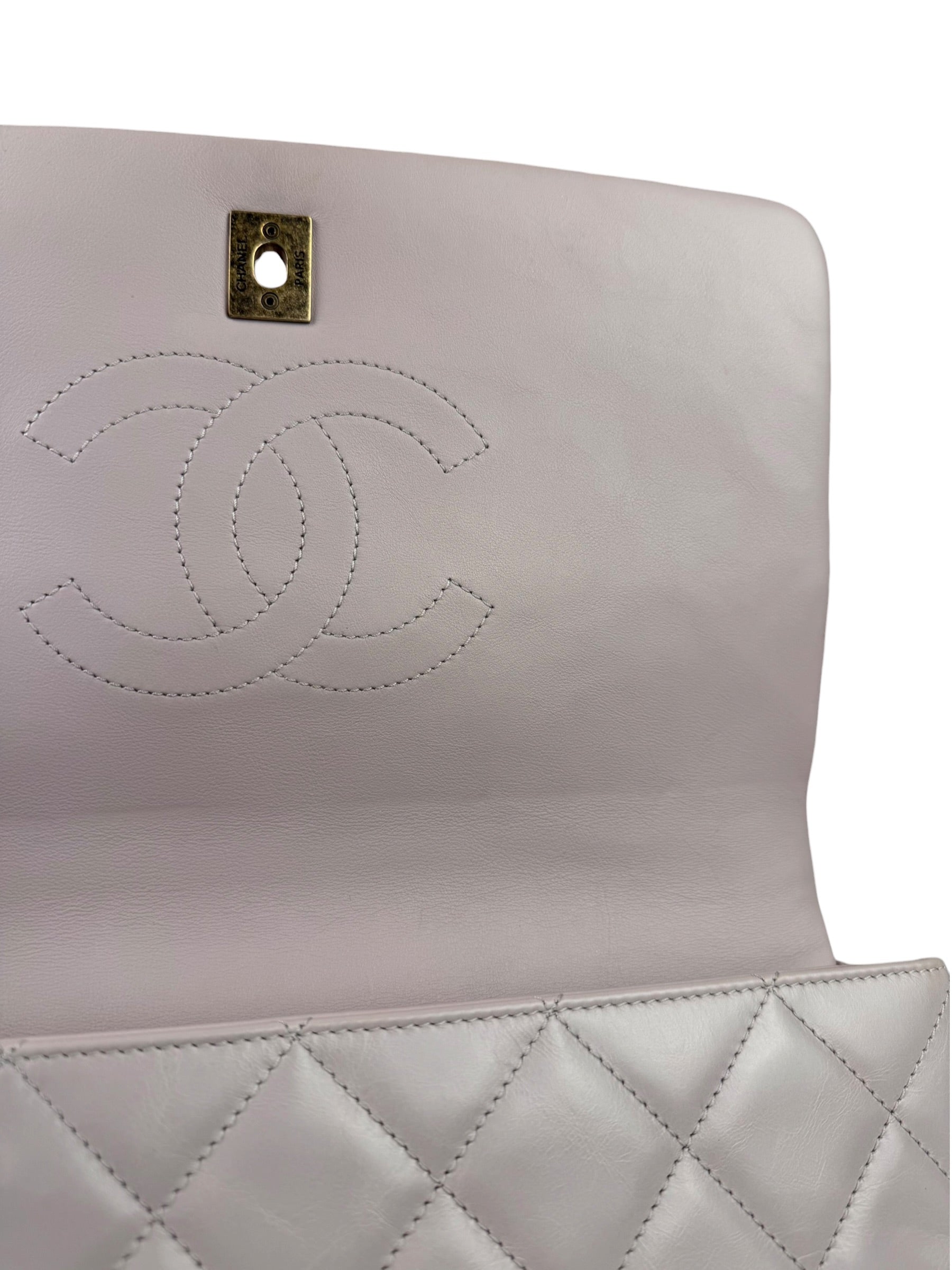 Chanel Light Lilac Calfskin Leather Quilted Flap Chain Bag