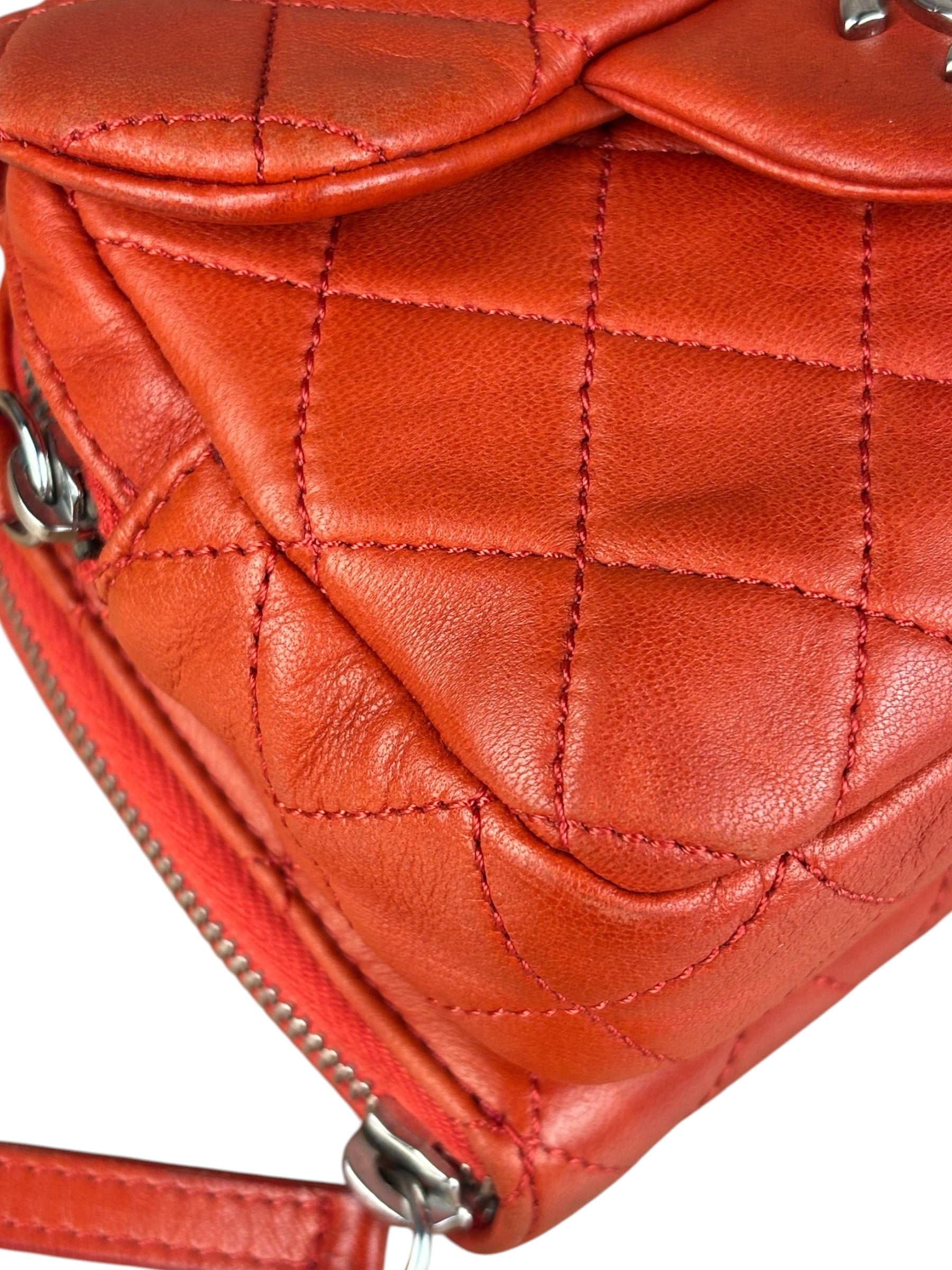 Chanel Red Quilted Mini Flap Wallet on Chain Bag 2011