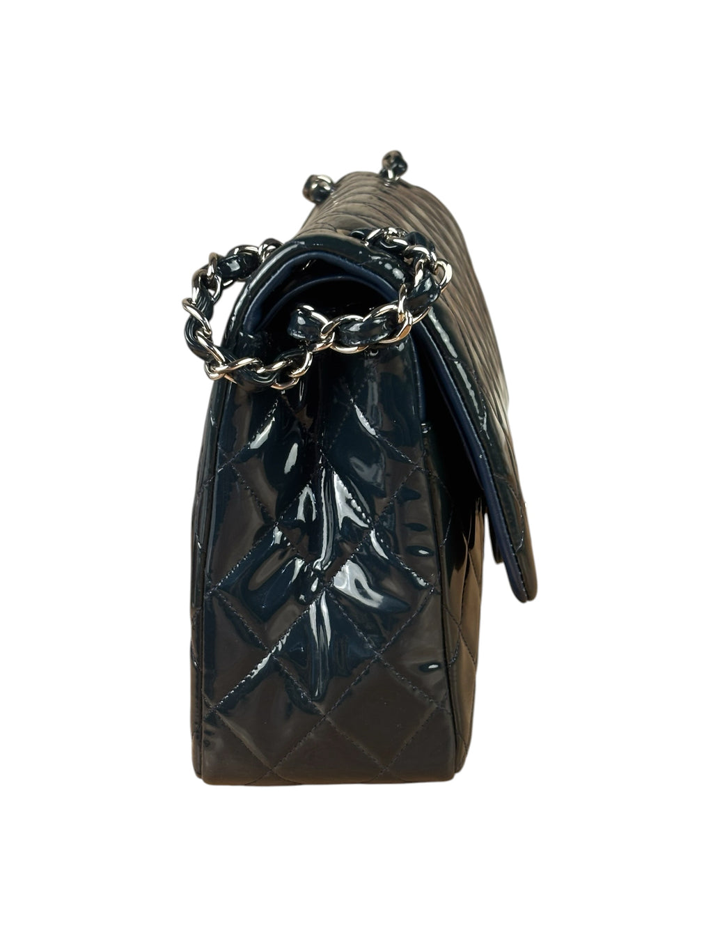 Chanel Dark Teal Quilted Patent M Double Flap 2013