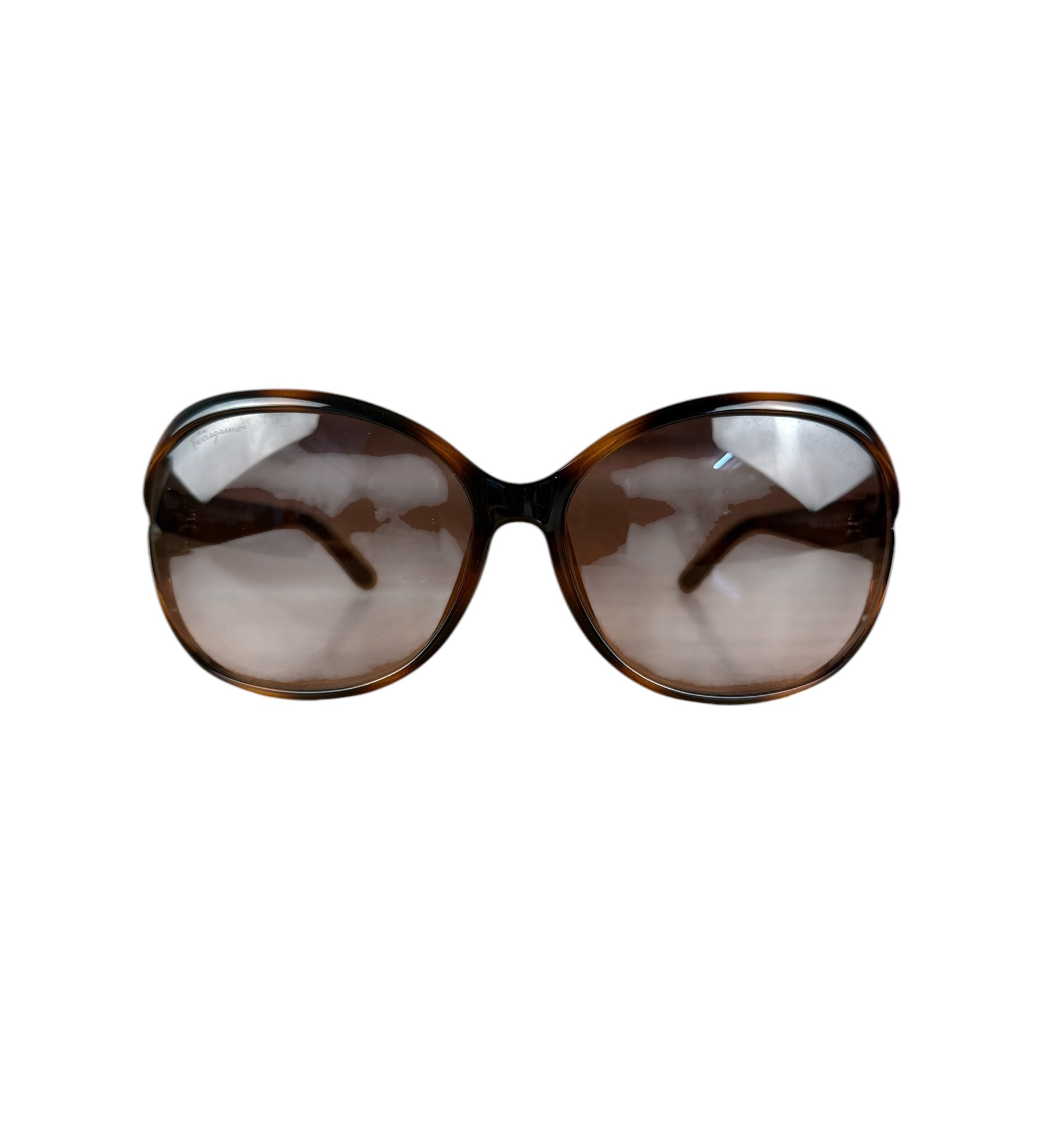 Salvatore Ferragamo Round Tortoise Shell Sunglasses