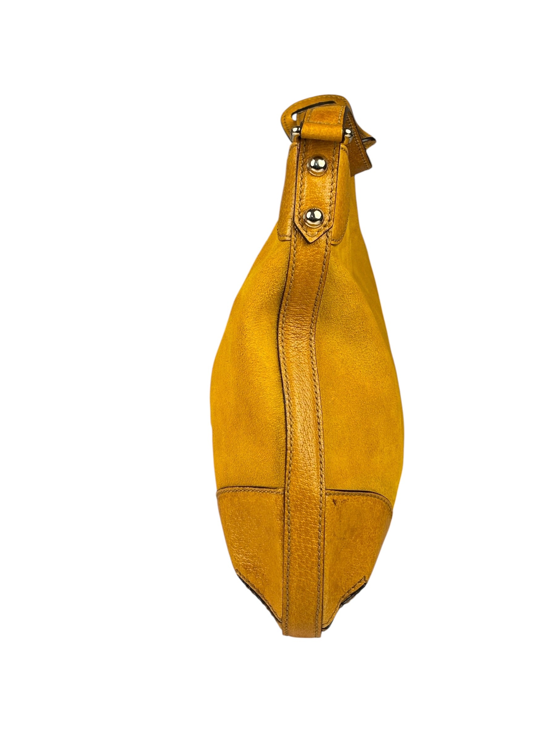 Gucci Mustard Yellow Suede/Leather Trim Hasler Horsebit Hobo Bag