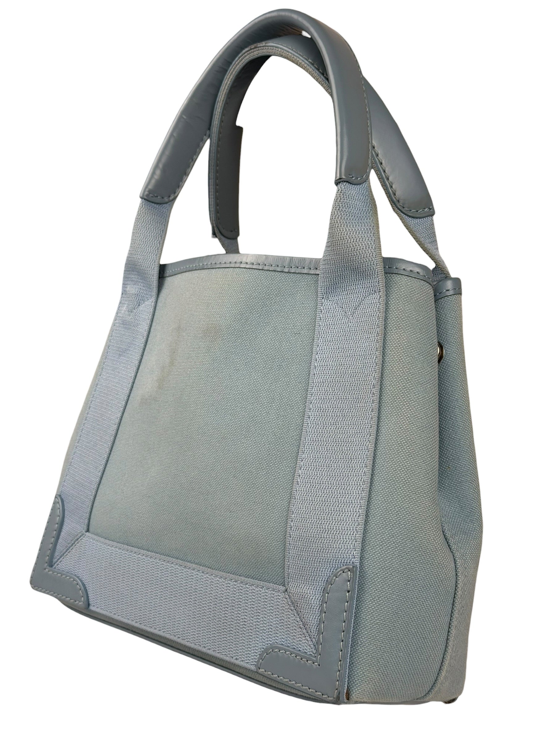 Balenciaga Light Blue Leather Trim Cabas XS Tote Bag
