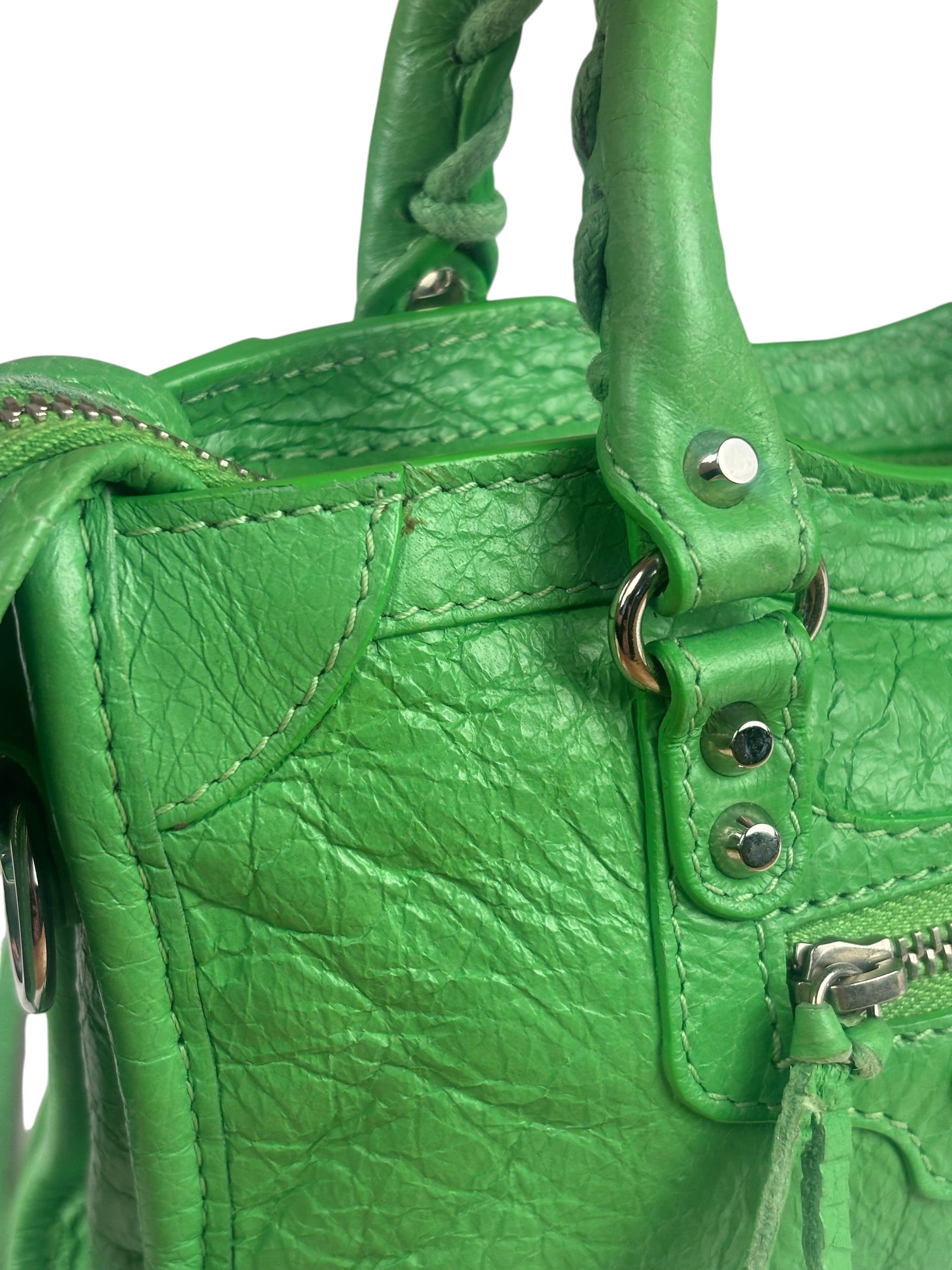 Balenciaga Green Leather Small Le City Two-Way Bag