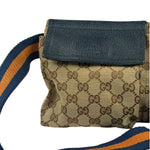 Gucci Beige/Navy Leather Trim GG Belt Bag