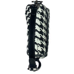 Christian Dior White/Black Leather Houndstooth Micro Saddle Bag