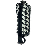 Christian Dior White/Black Leather Houndstooth Micro Saddle Bag