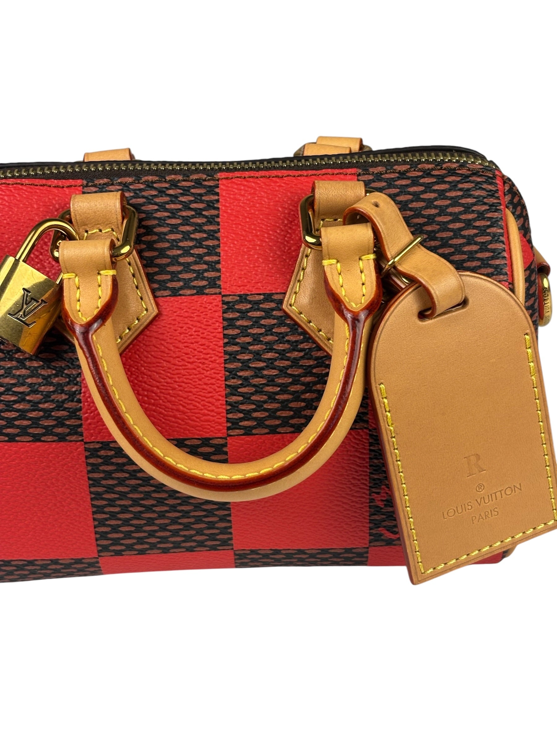 Louis Vuitton Red Pop Damier Nano Speedy Bandouliere Two-Way Bag