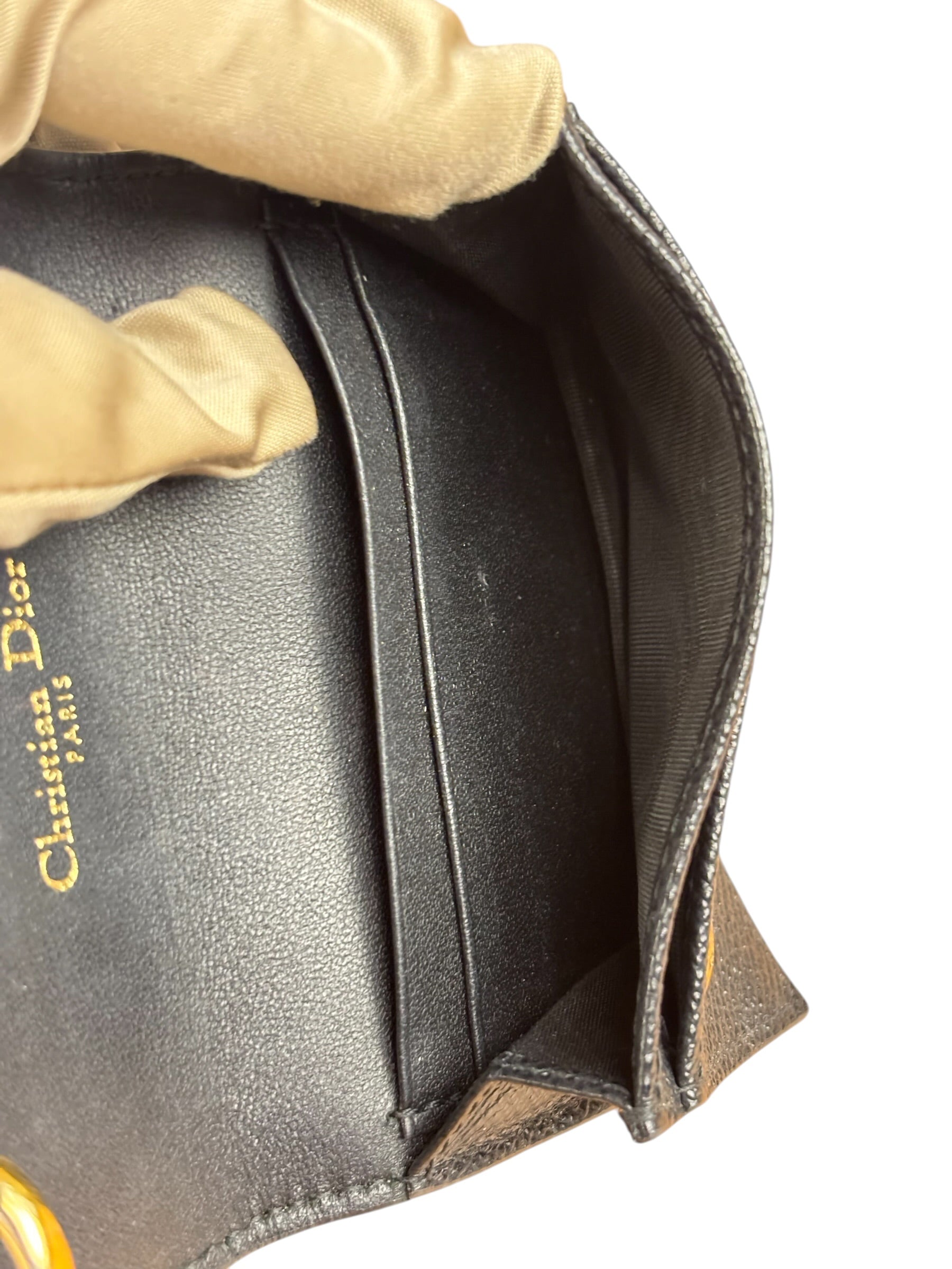 Christian Dior Black Bloom Flap Card Holder